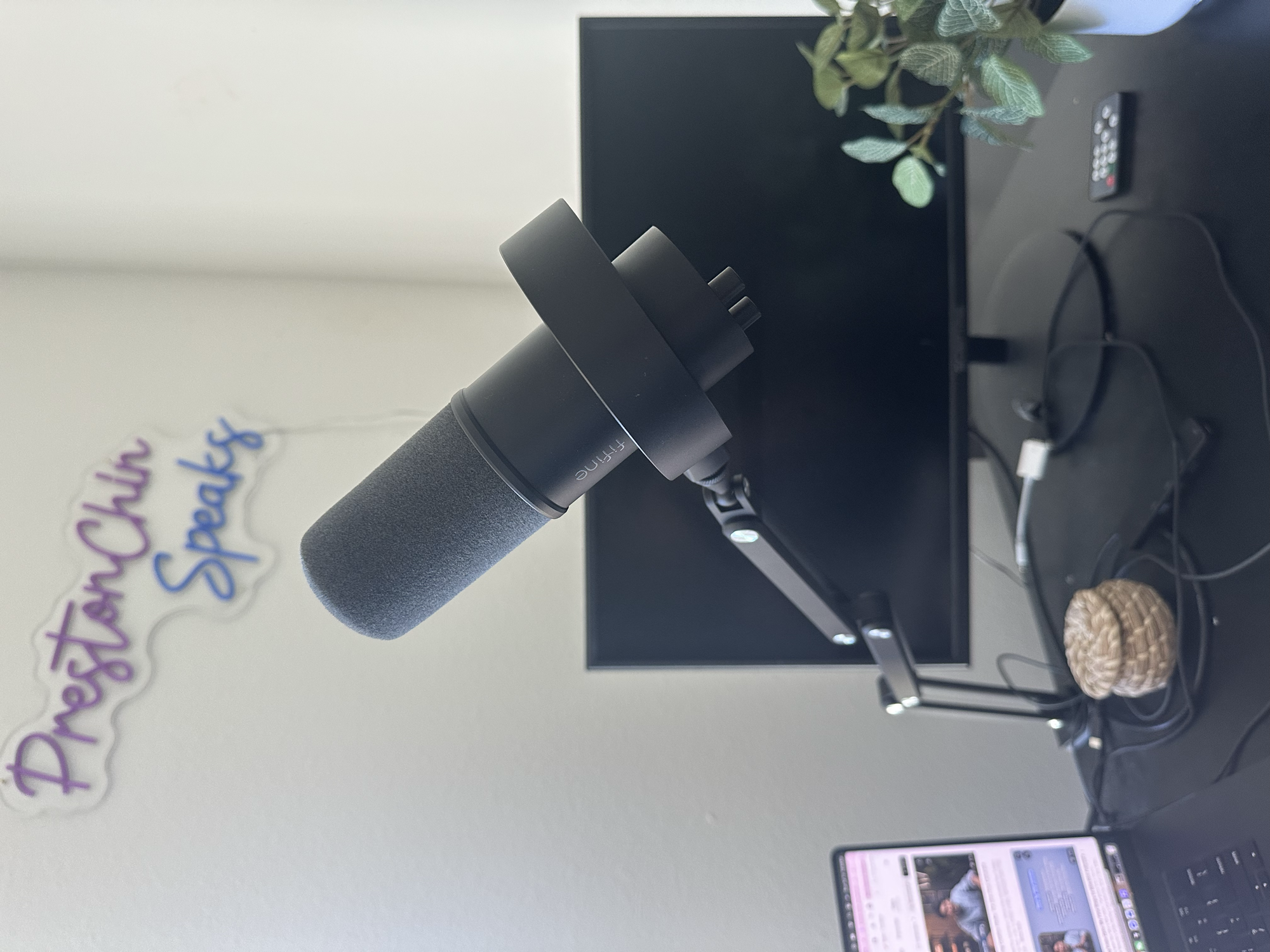 My recording setup with microphone and boom arm