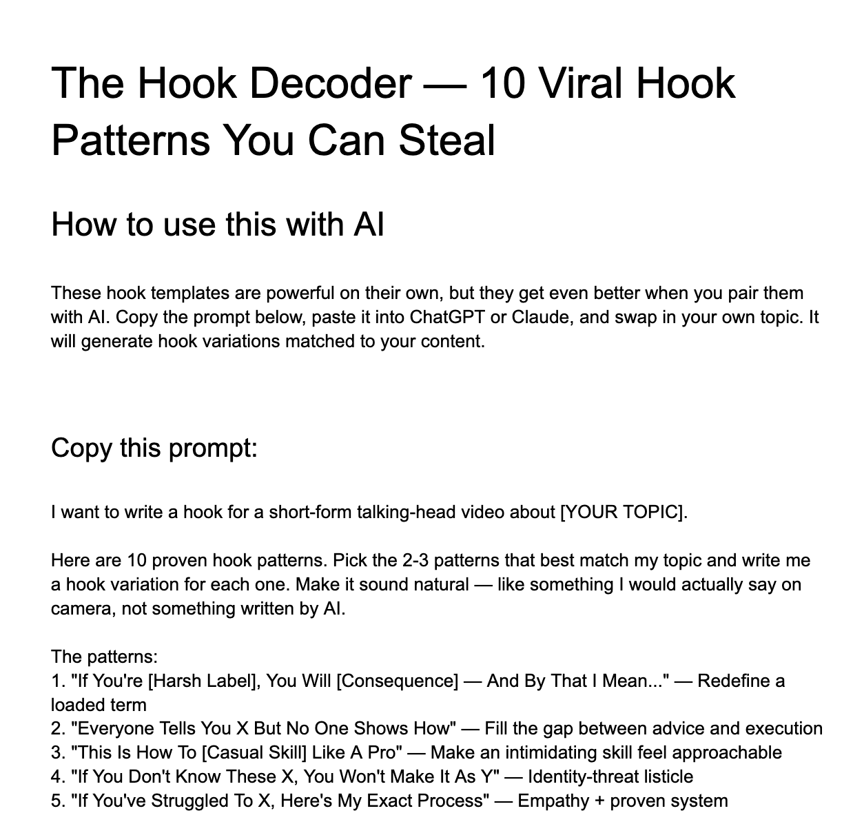 10 Viral Hook Patterns You Can Steal